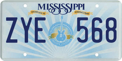 MS license plate ZYE568