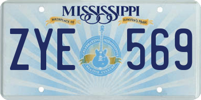 MS license plate ZYE569
