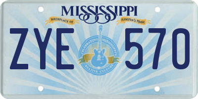 MS license plate ZYE570