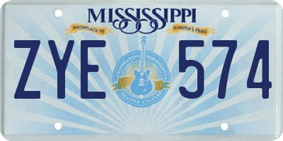 MS license plate ZYE574