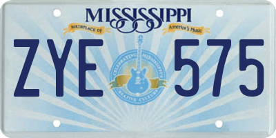 MS license plate ZYE575