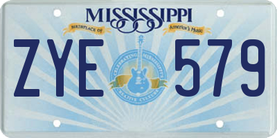 MS license plate ZYE579