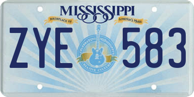 MS license plate ZYE583