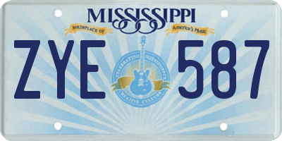 MS license plate ZYE587