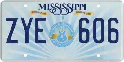 MS license plate ZYE606