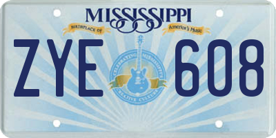 MS license plate ZYE608