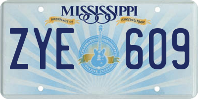 MS license plate ZYE609