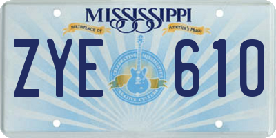 MS license plate ZYE610