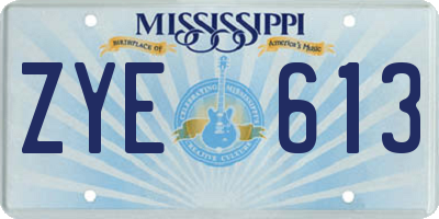 MS license plate ZYE613