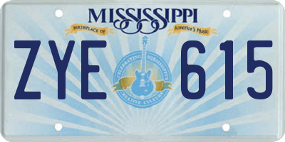 MS license plate ZYE615