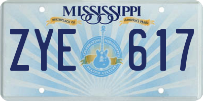MS license plate ZYE617