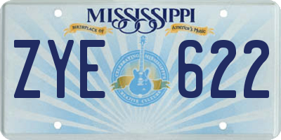 MS license plate ZYE622