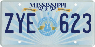 MS license plate ZYE623