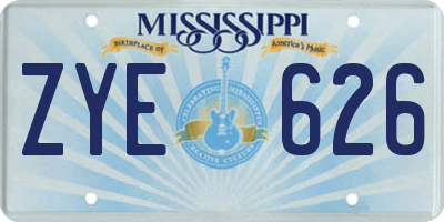 MS license plate ZYE626