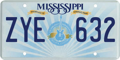 MS license plate ZYE632