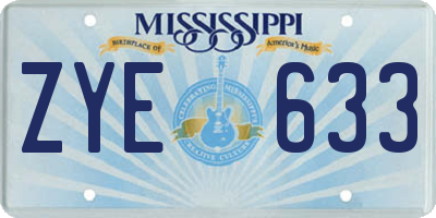 MS license plate ZYE633