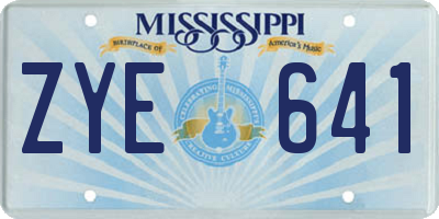 MS license plate ZYE641