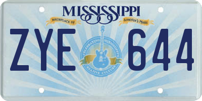 MS license plate ZYE644