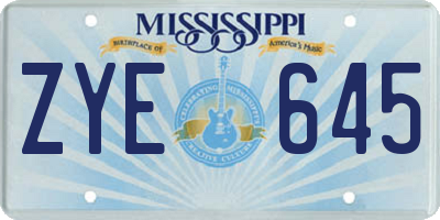 MS license plate ZYE645