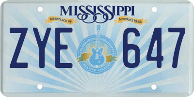 MS license plate ZYE647