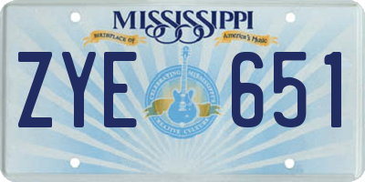 MS license plate ZYE651