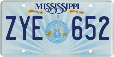 MS license plate ZYE652