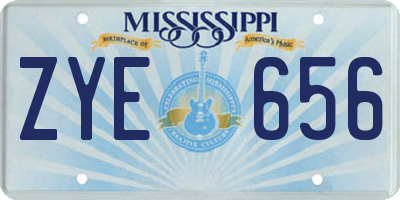 MS license plate ZYE656