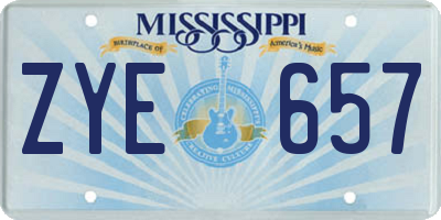 MS license plate ZYE657