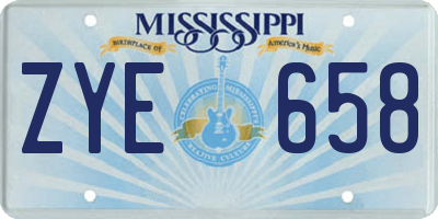 MS license plate ZYE658