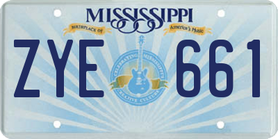 MS license plate ZYE661