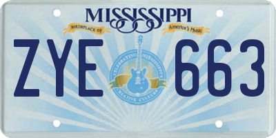 MS license plate ZYE663
