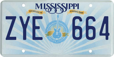 MS license plate ZYE664