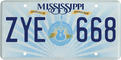 MS license plate ZYE668