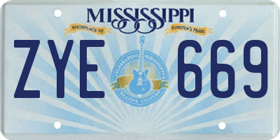 MS license plate ZYE669