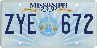 MS license plate ZYE672
