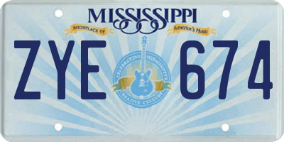 MS license plate ZYE674
