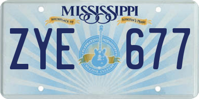MS license plate ZYE677