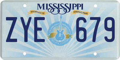 MS license plate ZYE679
