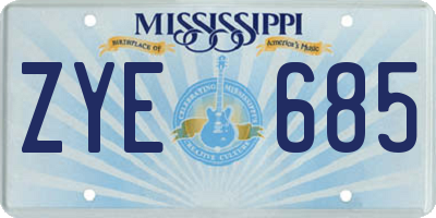 MS license plate ZYE685