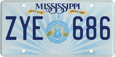 MS license plate ZYE686