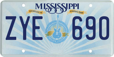 MS license plate ZYE690