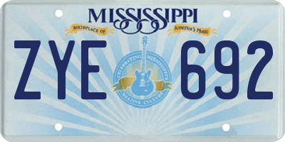 MS license plate ZYE692