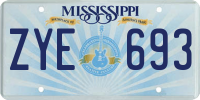 MS license plate ZYE693