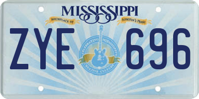 MS license plate ZYE696