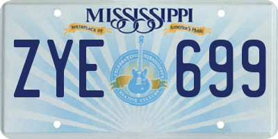 MS license plate ZYE699