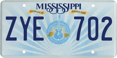 MS license plate ZYE702