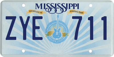 MS license plate ZYE711