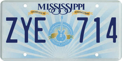 MS license plate ZYE714