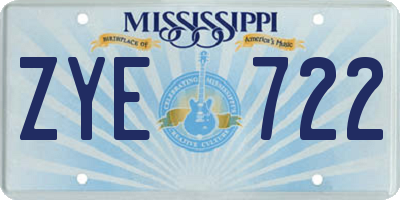 MS license plate ZYE722