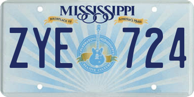 MS license plate ZYE724